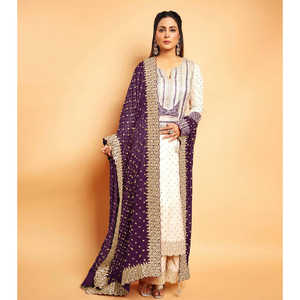 ชุด dupatta บนลงล่างของผู้หญิงพร้อมลายปักลำดับงานดีไซน์แฟนซีที่หรูหรา - Product Image 5