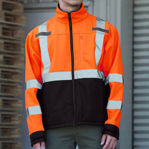 Perfectionists CE Certified <b>High</b> <b>Visibility</b> Breathable Rip-Stop Polyester Zippered Reflective <b>Softshell</b> Unisex Work <b>Jacket</b> - Product Image 3