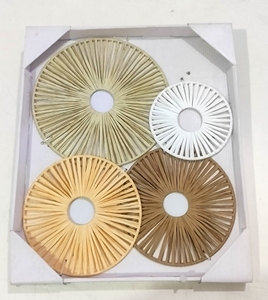 โคมไฟติดผนังทรงกลมลายวากิซาบิ ทำจากหวายและโลหะ สีธรรมชาติ เหมาะสำหรับตกแต่งห้องนอน ห้องนั่งเล่น - Product Image 1