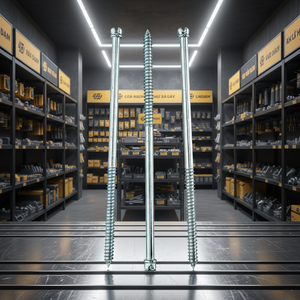 Vis à bois à double extrémité à tête fendue, acier au carbone zingué, classe 4.8 6.8, filetage partiel, métrique et impérial, marque PDC, modèle 15 DIN - Product Image 1