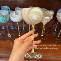 Copa de Vino Artesanal de Concha Marina con Tallo de Cristal Brillante, Vaso Decorativo, Proveedor de Vietnam, Copa de Vino de Concha Marina Natural