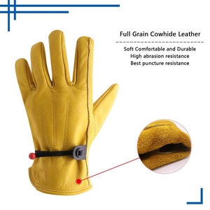 Cowhide Grain Leather Work <b>Gloves</b> for Unisex Reinforced Durable Palm Heavy Duty Heat Resistant Household Garden <b>Driver</b> <b>Gloves</b> - Product Image 5