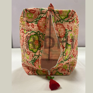 Bolsa de Viaje Acolchada de Algodón Ecológico Peach Meadow, Grande, Reutilizable, con Cierre de Cremallera, para Mercado, Compras, Cosméticos - Product Image 5