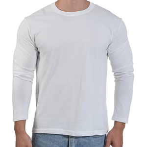 Camisetas de algodón para hombre con cuello redondo, manga larga, informales, que absorben la humedad, de peso pesado, clásicas, de ajuste holgado para hombre - Product Image 1