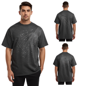 Camiseta Extra Grande con Pedrería de Lluvia de Meteoros, Precio al por Mayor, para Hombre, Ropa de Moda - Product Image 1