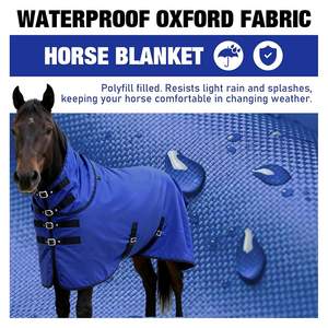 Couverture d'hiver pour cheval imperméable de haute qualité 1600D |   Couverture lourde avec enveloppe pour le cou et le ventre |   Housse de protection pour chevaux d'extérieur de 75 pouces - Product Image 5