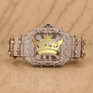High Quality Rose Gold Diamond Watch Men Brown Dial Fashion <b>Wristwatch</b> - Product Image 1