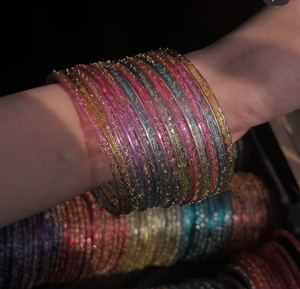 Elegant Raindrop Design Kashmiri <b>Bangles</b> <b>Set</b> Trendy Traditional Ethnic Jewelry Crystal Stone Imitation Pearl Bridal Wedding - Product Image 2