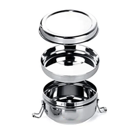 Boîtes à lunch pour adultes en acier inoxydable au design moderne, double niveau, 2 compartiments, étanches, légères, 300 ml, matériau de qualité alimentaire, faciles à utiliser