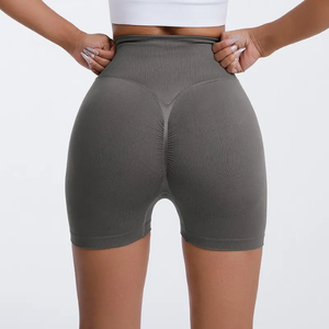 Pantalones cortos de yoga sin costuras de cintura alta de secado rápido para mujer, transfronterizos, para Smiley Honey Hip Pants Boo-Hip Three-Point - Product Image 3