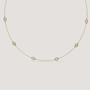 Collar con Diamante Cultivado en Laboratorio Personalizado, Oro Sólido de 14K, Engaste en Bisel, 2 Quilates, Certificado IGI, Minimalista, Clásico, para Usar en Capas, Venta al por Mayor - Product Image 1
