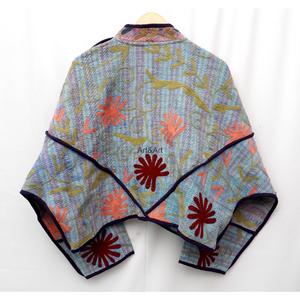 <b>ART</b>&<b>ART</b> Hand Embroidered Quilted Patchwork Eco-Friendly Quick Dry Reversible Regular Sleeve Mandarin Collar 100% Cotton Jacket - Product Image 2