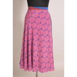 Falda Maxi Cruzada de Seda con Estampado Floral Vintage Hecha a Mano para Mujer, Elegante - Product Image 2