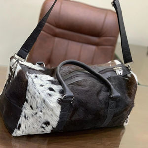 กระเป๋าหนังทรงดัฟเฟิล ปิดด้วยซิป น้ำหนักเบา ทำด้วยมือ ทนทาน พกพาสะดวก กระเป๋าเดินทางสุดสัปดาห์ สไตล์วินเทจ ขนาดใหญ่ - Product Image 1