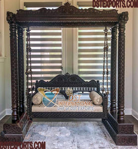 Columpio de madera tallada para sala de estar, nuevo diseño de madera de teca sólida india, Columpio de Madera tallada para decoración de interiores - Product Image 3