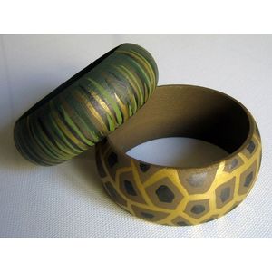 Designer Handcrafted Traditional Bamboo and Wood <b>Crafts</b> Painted Bangles Set for Women-Fashionable Wooden Jewelry - Product Image 1