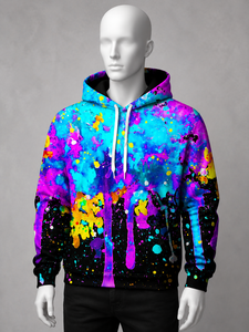Vente en gros de sweat-shirts à capuche unisexes en molleton 100% coton, hiver, art abstrait coloré, avec poche kangourou - Product Image 1