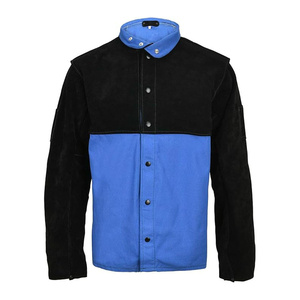 Best Performance Premium Flame-Resistant Cotton Body Welder <b>Jacket</b> Cowhide Split Leather Sleeves Customizable Logo ANSI Class 1 - Product Image 6