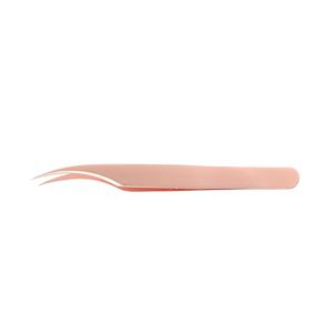 Pince à cils courbée en or rose, forme en L, pour un volume intense, forme de dauphin, pointe de précision pour isolation des cils fins - Product Image 2