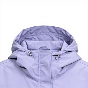 Veste coupe-vent à capuche pour femme, couleur violet clair, fermeture éclair intégrale, fine, respirante, tissée, décontractée, pour le printemps et le quotidien - Product Image 6