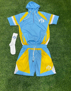 Venem <b>Men's</b> White Blue Tracksuit Set Street Style Zipper <b>Jacket</b> Shorts Breathable Polyester <b>Summer</b> Sportswear OEM - Product Image 6