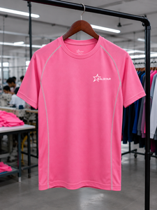 เสื้อกีฬาผู้ชายคุณภาพสูง แห้งเร็ว กระชับรูป น้ำหนักเบา สำหรับวิ่งและออกกำลังกายในยิม สีชมพู เป็นมิตรกับสิ่งแวดล้อม - Product Image 5