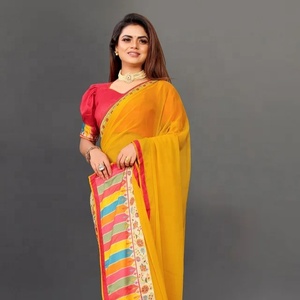 Ấn Độ & Pakistan Nhà Thiết Kế Handmade Lụa <span class=keywords><strong>Saree</strong></span> Với Kỹ Thuật Số In Ưa Thích Áo Của Phụ Nữ Bên Mặc-Số Lượng Lớn Sản Phẩm - Product Image 1