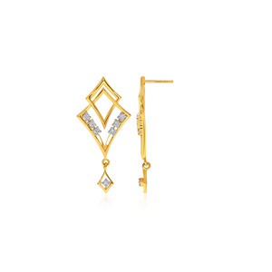 Modern Geometric Gold <b>Dangle</b> <b>Earrings</b> Featuring Open <b>Diamond</b> Design and Brilliant Lab Grown for Women - Product Image 4