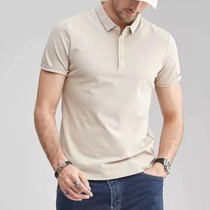 Polo en coton slim pour homme, respirant, séchage rapide, tricoté, rayé, manches courtes, couleur unie, col rond, teint uni, loisirs - Product Image 5