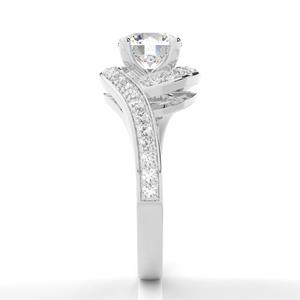 Anillo de Compromiso de Plata de Ley 925 con Diamantes Cultivados en Laboratorio, Corte Brillante Redondo Vintage, Color DEF, VVS, Corte Excelente, Regalo para Ella, Boda - Product Image 3