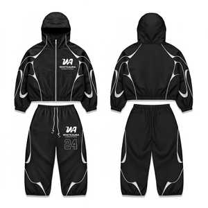 Conjunto Deportivo Personalizado de Gran Tamaño, Ligero, con Capucha, Cortavientos, con Ribete Reflectante, Estilo Urbano, de Nailon - Product Image 1