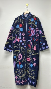 Handmade Embroidered <b>Velvet</b> <b>Jacket</b> Eco-Friendly Breathable Cotton Lining Long Floral Boho Ethnic Open Front Longline Coat Autumn - Product Image 6