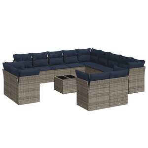 Juego de sofás de patio de ratán sintético gris de 14 piezas con cojines, muebles duraderos para exteriores - Product Image 2