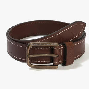 Ceinture décontractée en cuir de vache de qualité supérieure, fabriquée à la main, pour hommes et femmes, avec couture contrastée durable et boucle en laiton - Product Image 4