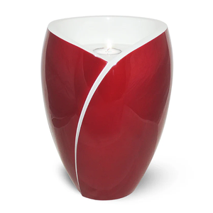 Urne funéraire en métal rouge et blanc pour le stockage des cendres funéraires - Product Image 1
