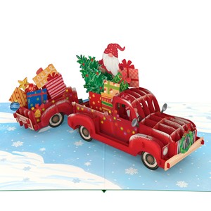 Carte de Noël 3D pop-up Père Noël avec enveloppe, collection sapin de Noël, nouveau design, carte faite à la main - Product Image 2