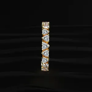 Bague d'éternité en diamant CVD cultivé en laboratoire en forme de cœur, or jaune 10/14/18 carats, luxe, tendance, festive, pour femme, D-E VVS-VS - Product Image 5