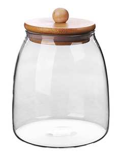 Pot en verre moderne avec couvercle en bois, idéal pour le stockage d'aliments secs tels que le riz, les pâtes, les haricots et les céréales - Product Image 5