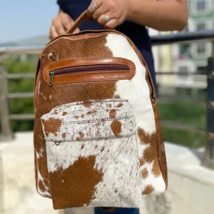 Wholesale Vintage Genuine Leather Hair-on-Hide Luxury Designer <b>Backpack</b> Anti-Theft <b>Waterproof</b> LHBP-0296 - Product Image 3