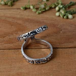 Handmade 925 Sterling <b>Silver</b> Patterned Arthritis Splint <b>Ring</b> - <b>Adjustable</b> Swan Neck PIP/DIP Support - Product Image 2