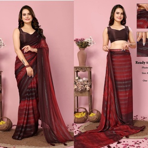 Prêt-à-porter Saree indien et pakistanais en soie pour adultes By Fatema Fashion - Product Image 3