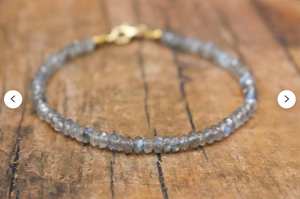 Pulsera de Labradorita con Cuentas de Plata de Ley, Gema Gris Brillante, Cristal Natural, Joyería de Lujo Hecha a Mano, Regalo de Aniversario para - Product Image 2