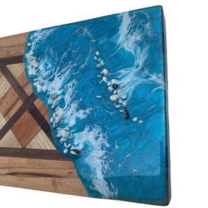 Blue Epoxy Resin Coaster Wooden Coaster <b>Set</b> Custom Coasters for Drinks Luxury Resin Coasters Trending 2026 - Product Image 1