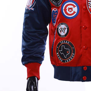 Chaqueta bomber satinada personalizada, impermeable y cortavientos, de nailon bordado, para hombre, con forro interior, venta al por mayor OEM. - Product Image 3