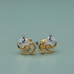 Elegant 22K Gold Swirl <b>Stud</b> <b>Earrings</b> with <b>Teardrop</b> Diamond Accent Stylish Designer Jewellery for Women Daily Wear - Product Image 4