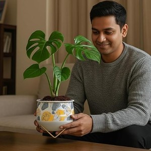 Mini pot en métal caramel, vase à fleurs design unique pour la maison et le bureau - Product Image 6