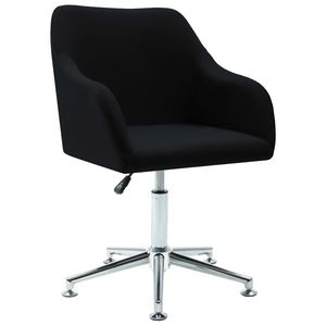 Sedia da Ufficio Girevole Nera in Poliestere e Compensato con Base in Acciaio, Comoda ed Elegante - Product Image 1