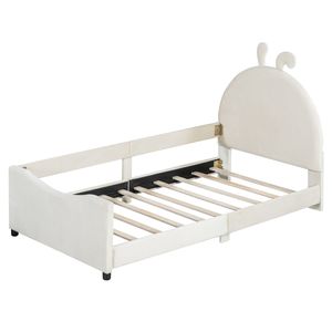 Lit de repos capitonné beige taille twin avec tête de lit en forme d'oreilles de lapin pour enfants - WF308907AAA - Product Image 4