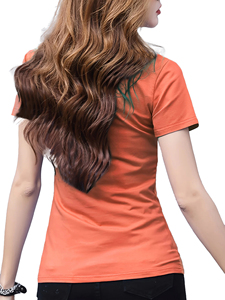 Polo de Manga Corta para Mujer, Color Sólido, Casual, Transpirable, Tejido, 100% Poliéster, Naranja, Polo Premium, ODM OEM - Product Image 2