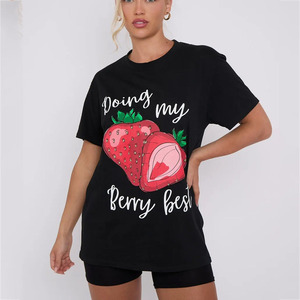 Camiseta DTG para mujer, estilo casual, poliéster/algodón, con diseño gráfico OEM, ropa para mujer, estilo urbano, top personalizado. - Product Image 1